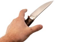 Нож Воронёнок, сталь M398, рукоять кап карельской березы