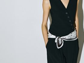 Прямые брюки со складками, Черный