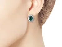 Серьги из белого золота с изумрудами э4767сг04210404