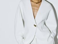 Однобортный приталенный жакет, Белый