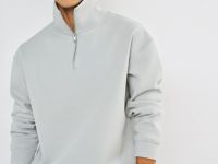 Джемпер с воротником-стойкой на молнии, Серый