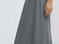 Юбка макси из сатина, Серый