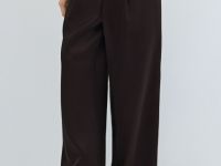 Атласные прямые брюки, Коричневый