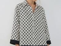 Блузка из вискозы с принтом, Белый