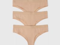 Трусы-бразилиана с мягкой резинкой, 3 шт., Бежевый