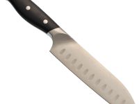 Нож кухонный Сантоку Okroshka Tartar 15.5 см, сталь 5cr15mov, рукоять сталь/пластик, черный