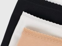 Трусы-танга с кружевом по поясу, 3 шт., Белый