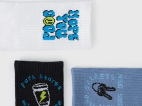 Высокие носки с рисунком для мальчиков, 3 пары, Голубой