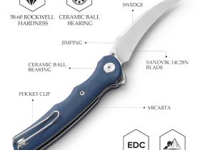 Складной нож Trivisa Lacerta-04L, сталь 14C28N, рукоять микарта, синий