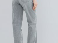 Прямые джинсы с высокой посадкой, Серый