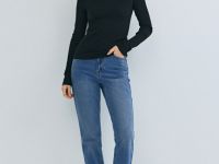 Прямые джинсы с высокой посадкой, Синий