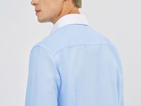 Рубашка с контрастным воротником, Голубой