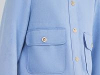 Укороченный жакет из искусственной замши, Голубой