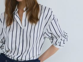 Блузка из сатина, Синий