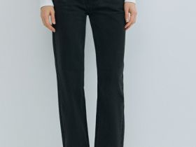 Прямые джинсы с высокой посадкой, Черный