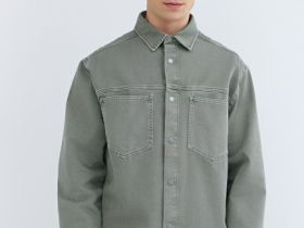 Куртка-рубашка из твила с карманами, Зеленый