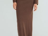 Вязаная юбка миди, Коричневый