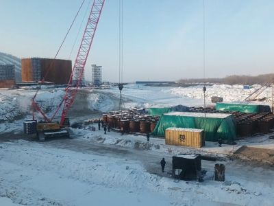 В Якутии начали монтаж коффердама главного пилона Ленского моста