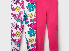 Брюки трикотажные для девочек (легинсы), 2 пары в комплекте
