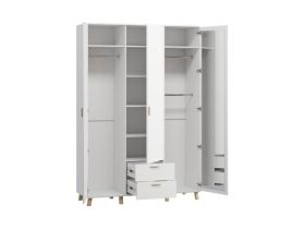Распашной шкаф Пронто 3-150x220 Белый с зеркалом