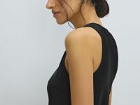 Платье макси из сатина, Черный