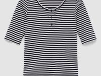 Блузка с округлым вырезом в полоску