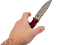 Нож Леший, сталь AUS10co, рукоять микарта, вишневый