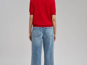 Легкий джемпер прямого кроя с коротким рукавом