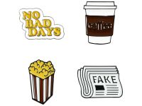 Набор металлических значков MESHU "No bad days", эмаль, 4 шт