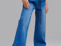 Брюки текстильные джинсовые для девочек