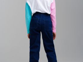 Брюки текстильные джинсовые утепленные флисом для девочек