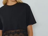 Футболка с кружевом и бахромой, Черный