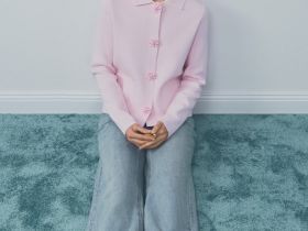 Кардиган с фигурными пуговицами, Розовый