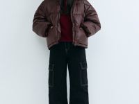 Короткий пуховик для девочек, Фиолетовый