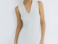 Вязаное платье с воротником-поло, Бежевый