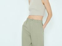 Хлопковые брюки Balloon с эластичным поясом, Зеленый