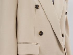 Двубортный жакет O'STIN x Яндекс Книги, Бежевый