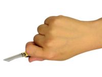 Складной нож Nagao Higonokami Mame Miniature, 40мм, сталь SK-5, рукоять латунь, красный чехол