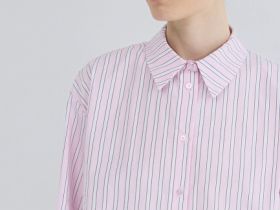 Рубашка в полоску из хлопка, Розовый