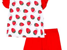 Комплект трикотажный для девочек: фуфайка (футболка), юбка-шорты