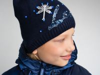 Шапка вязаная с отворотом для девочки