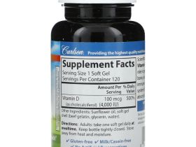 Carlson, Витамин D3, 100 мкг (4000 МЕ), 120 мягких таблеток