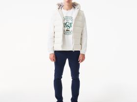 Мужской утеплённый стёганый жилет Lacoste с капюшоном