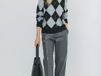 Джемпер с ромбами из пряжи с шерстью, Черный