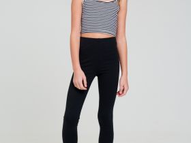 Комплект трикотажный для девочек: топ, майка удлиненная