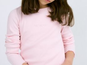 Лонгслив в рубчик для девочек, Розовый