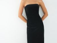 Бархатное платье-бюстье, Черный