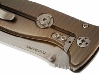 Нож складной LionSteel SR2 B (BRONZE) Mini, сталь Uddeholm Sleipner® Satin, рукоять титан по технологии Solid®, бронзовый