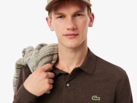Мужское поло Lacoste L.12.21 классического кроя с длинным рукавом
