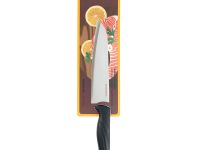 Нож кухонный Сантоку Okroshka Crouton 18.7 см, сталь 5cr15mov, рукоять пластик, черный